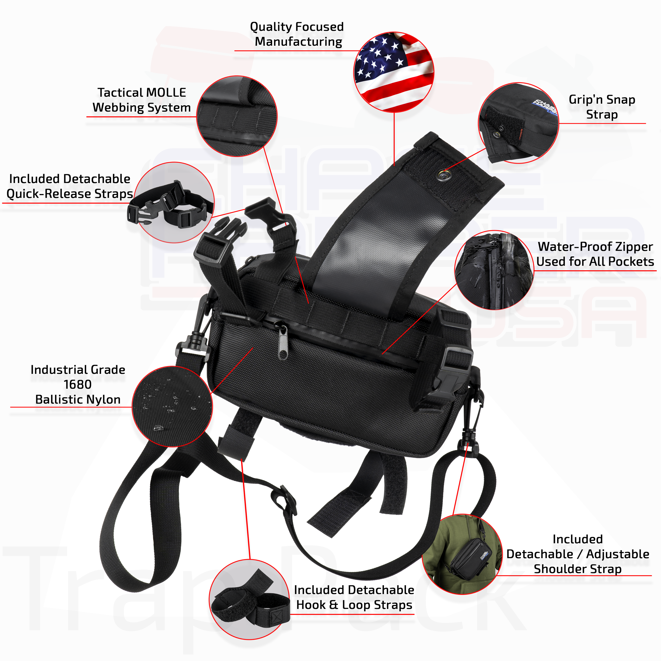 Chase Harper USA - Universal Fit Multi-Use Handlebar/Hip Pouch - 10300  Barrel Bag - Trap Pack - 1680…See more Chase Harper USA - Universal Fit